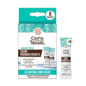 GuruNanda 8 Count Premixed Saline Nasal Rinse Packets - 8 Count NWT